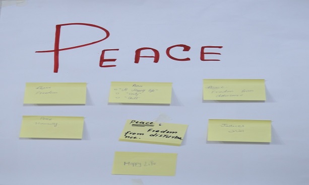 Participants prepared a chart showcasing what is peace according to them